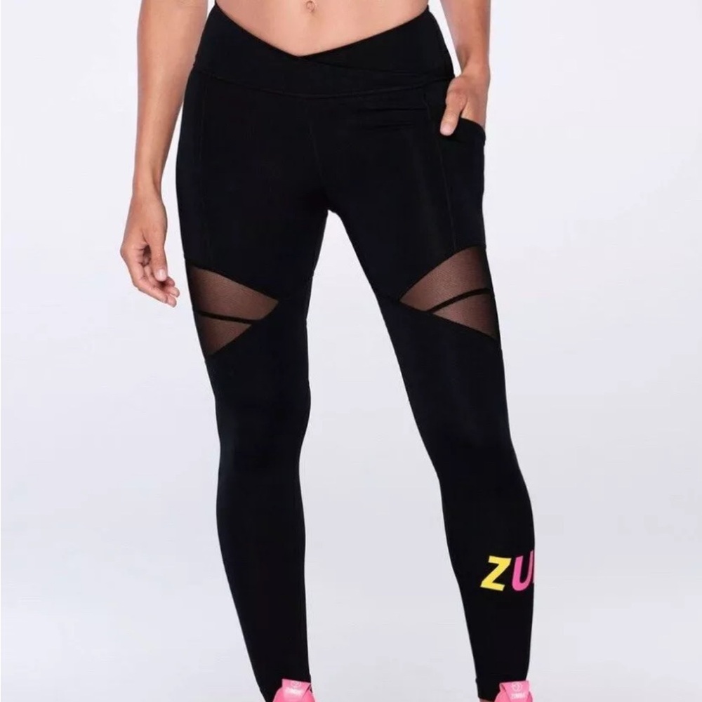 Zumba Mesh Panel Leggings with Pockets - Size M